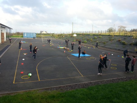 Mr. Baxter's class designed their own obstacle course using a range of equipment for PE.
